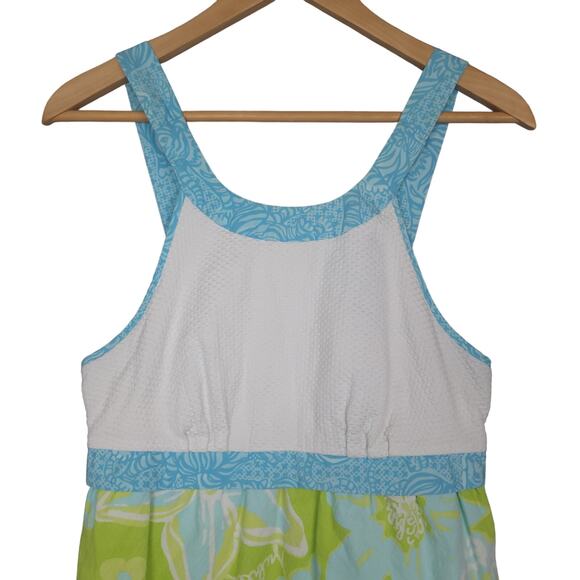 Lilly Pulitzer Womens Strap Empire Waist Dress Sz 2 Floral Green Blue White - Picture 3 of 14